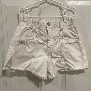 ZARA Cream White Denim Frayed Shorts Size 11-12
